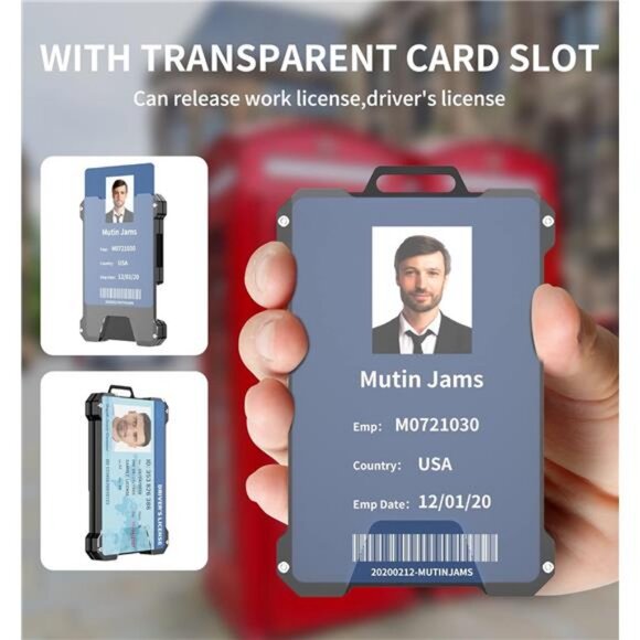 Slim Card Holder Wallet for Men, Carbon Fiber Money Clip Wallet, RFID Blocking - Picture 2 of 7